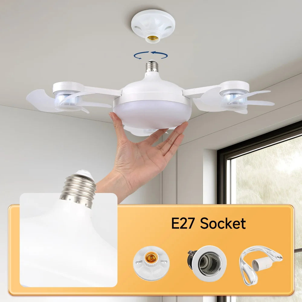 Modern E27 LED Ceiling Fan Light with Remote Control