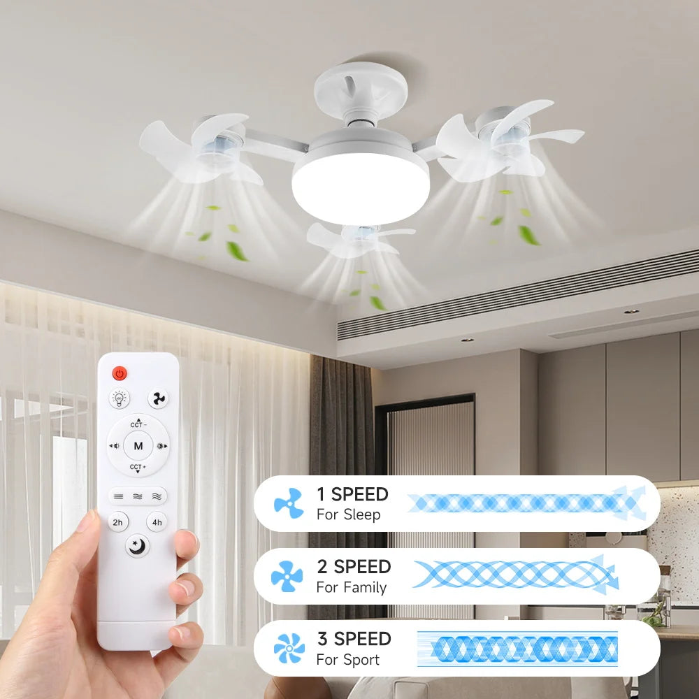 Modern E27 LED Ceiling Fan Light with Remote Control